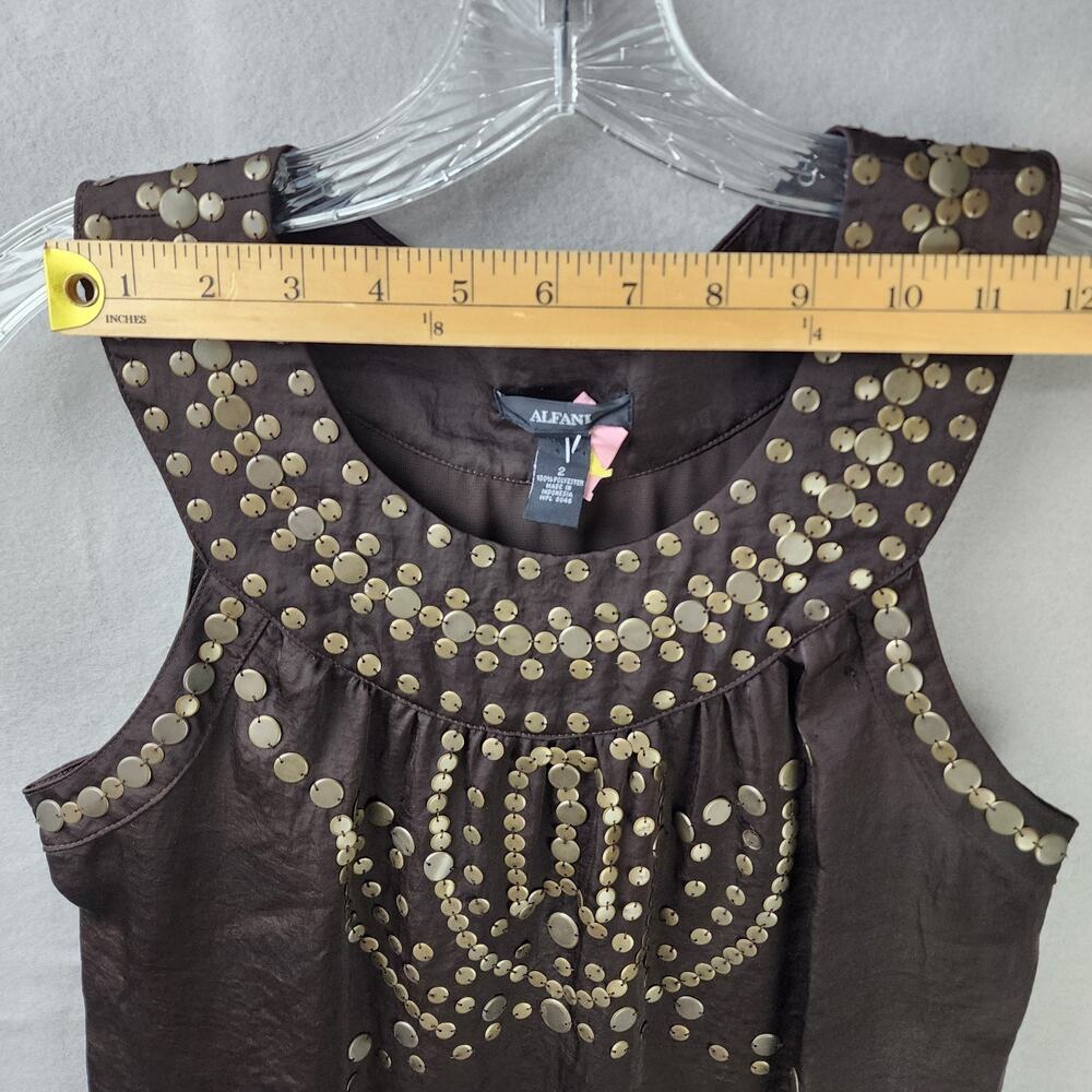 Alfani Shift Dress Size 2 Brown Metal Embellishments Lined Sleeveless - Picture 3 of 10
